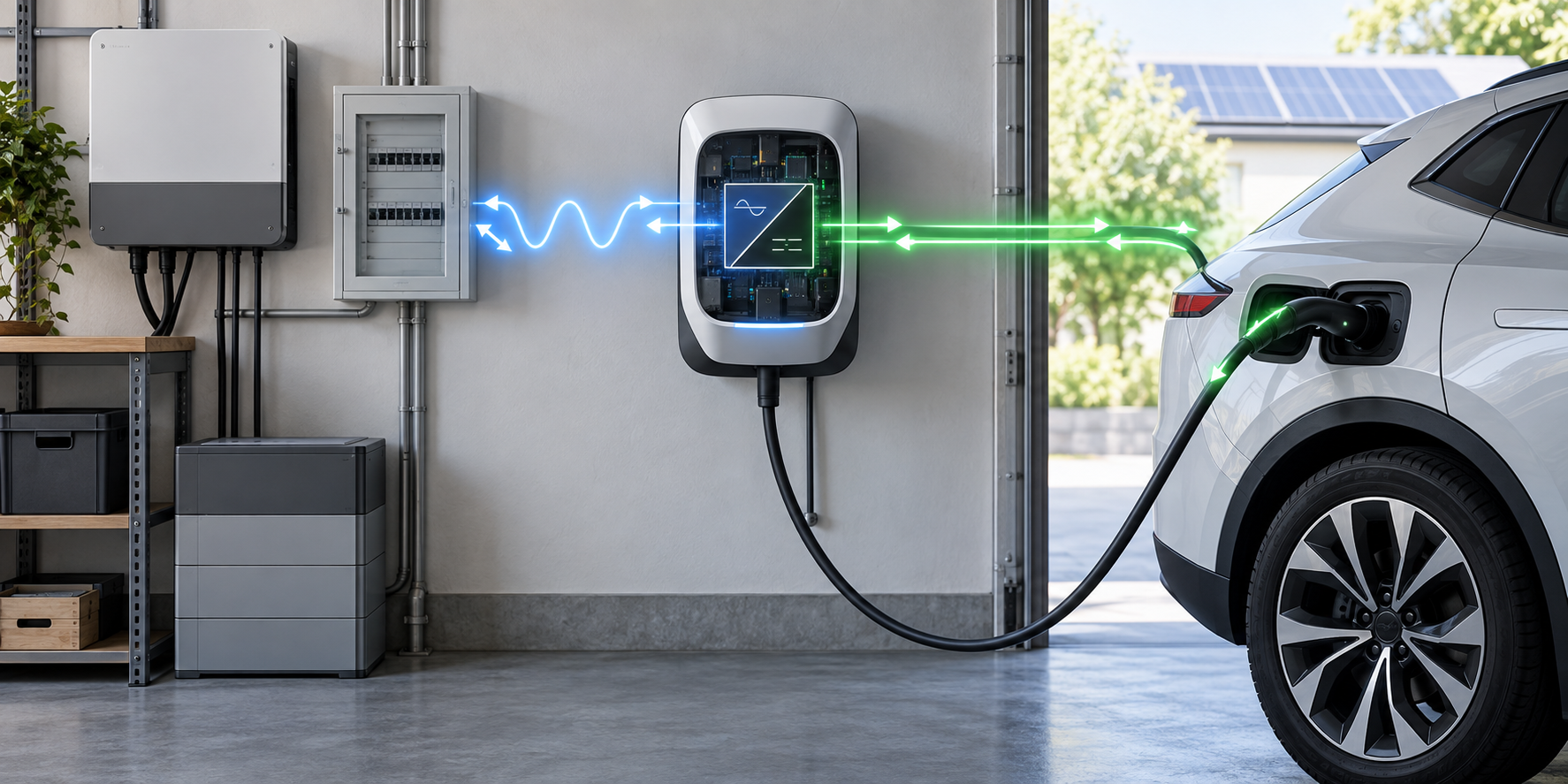 Unterschied zwischen AC- und DC-bidirektionalem Laden mit Wechselrichter und Elektroauto