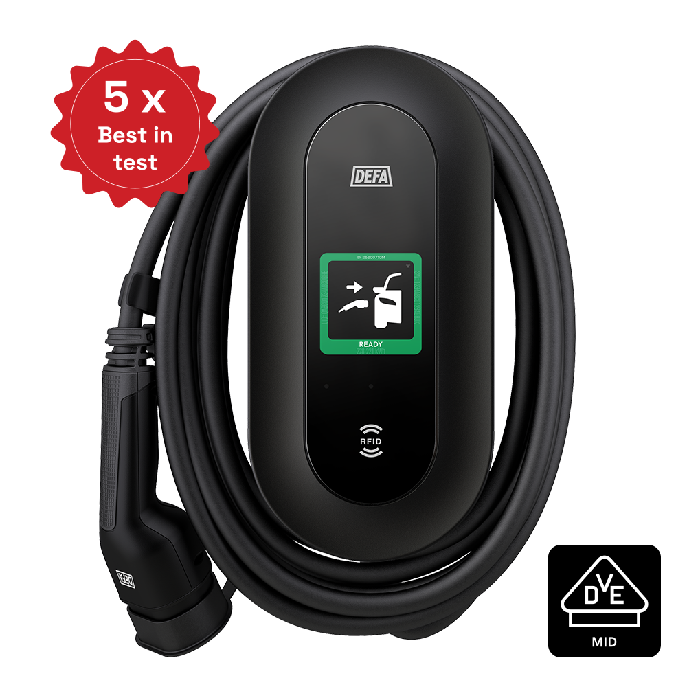 DEFA Power 22 kW Wallbox mit 6 Meter Typ-2-Ladekabel und MID-Zähler